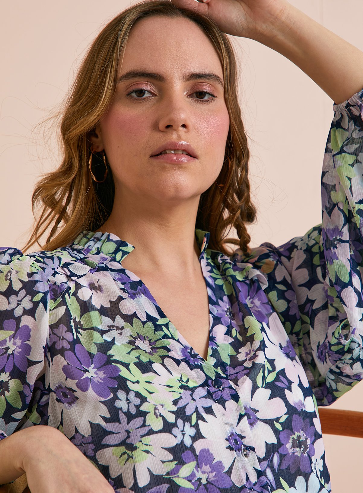 Everbelle Floral Bloom Chiffon Blouse 18 - Image 3 thumbnail